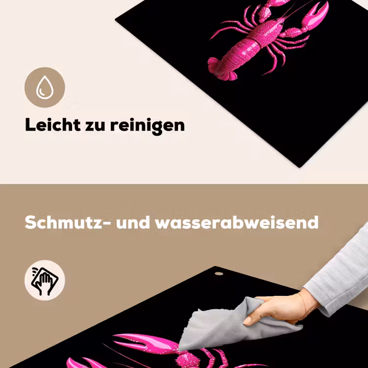 Kreeft - Felroze - Stippen - Opvallend Inductie beschemer met haakjes klein -ky-schoon-de