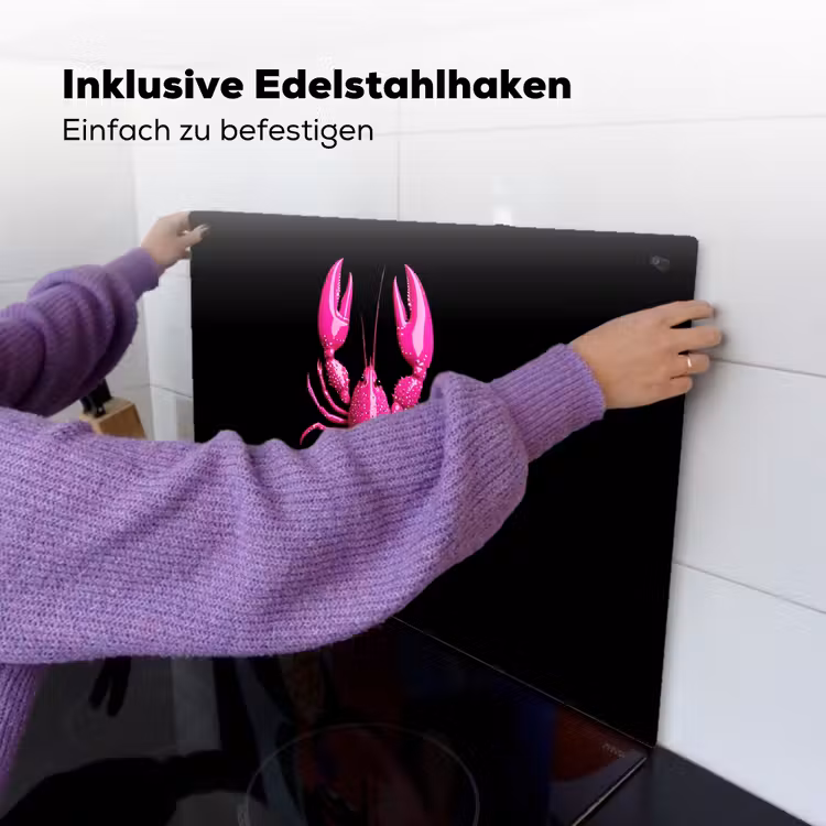 Kreeft - Felroze - Stippen - Opvallend Inductie beschemer met haakjes klein -ky-ophangen-de