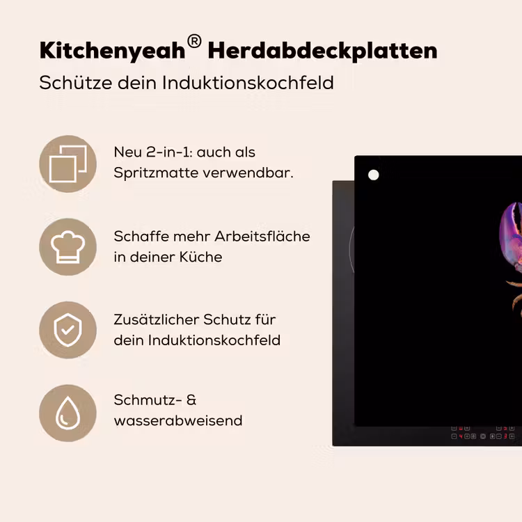 Kreeft - Paars - Roze - Zwart - Stippen - Lila Inductie beschemer met haakjes klein -ky-usp-de