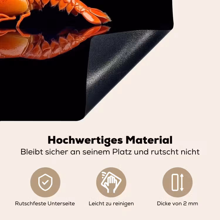 Kreeft - Oranje - Zwart - Opvallend Inductie beschemer met haakjes klein -ky-onderkant-de