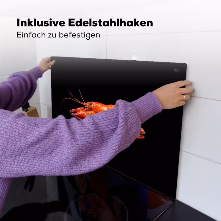 Kreeft - Oranje - Zwart - Opvallend Inductie beschemer met haakjes klein -ky-ophangen-de