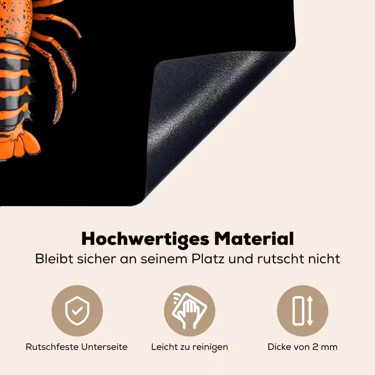 Kreeft - Oranje - Zwart - Modern Inductie beschemer met haakjes klein -ky-onderkant-de