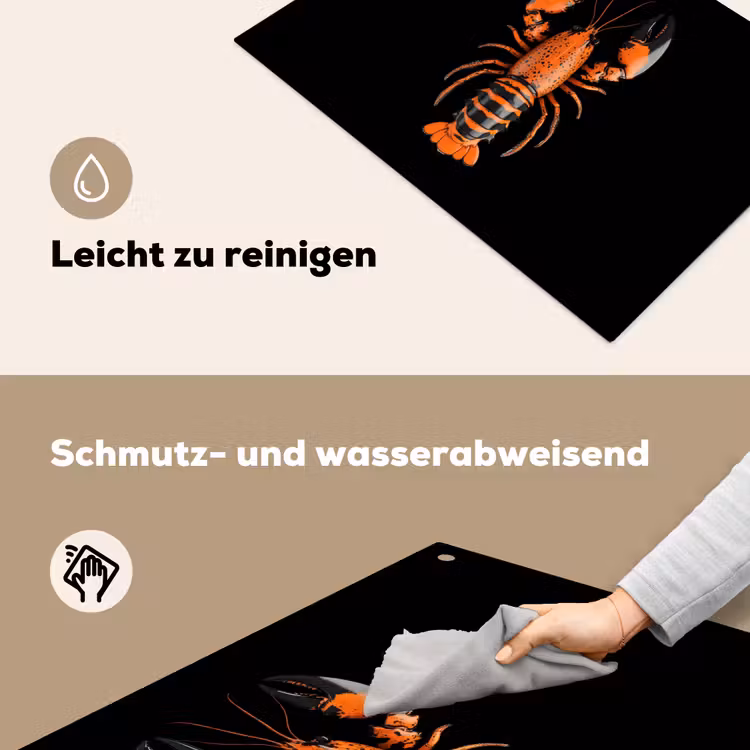 Kreeft - Oranje - Zwart - Modern Inductie beschemer met haakjes klein -ky-schoon-de