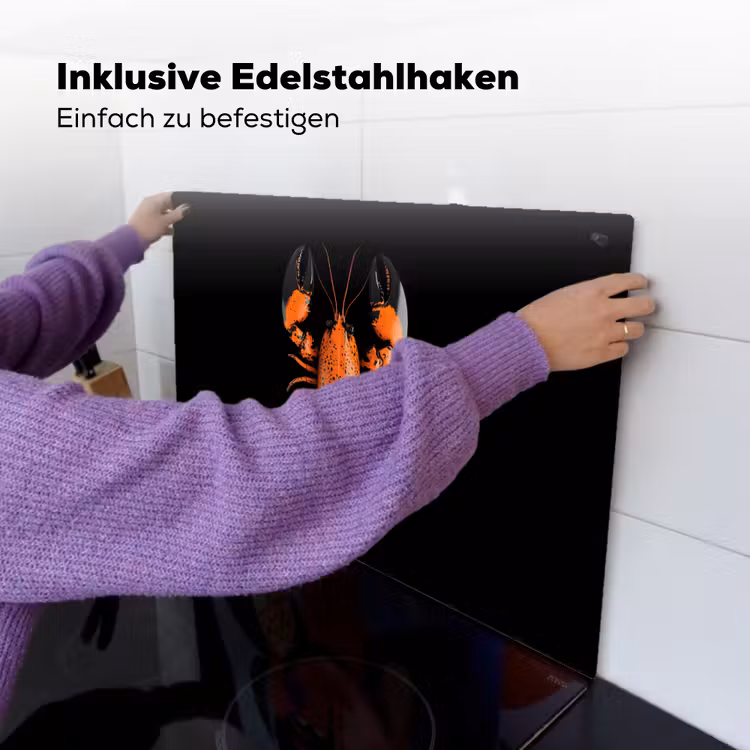 Kreeft - Oranje - Zwart - Modern Inductie beschemer met haakjes klein -ky-ophangen-de