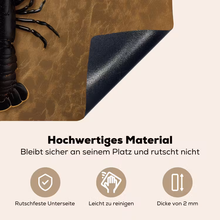 Kreeft - Zwart - Goud - Luxe Inductie beschemer met haakjes klein -ky-onderkant-de