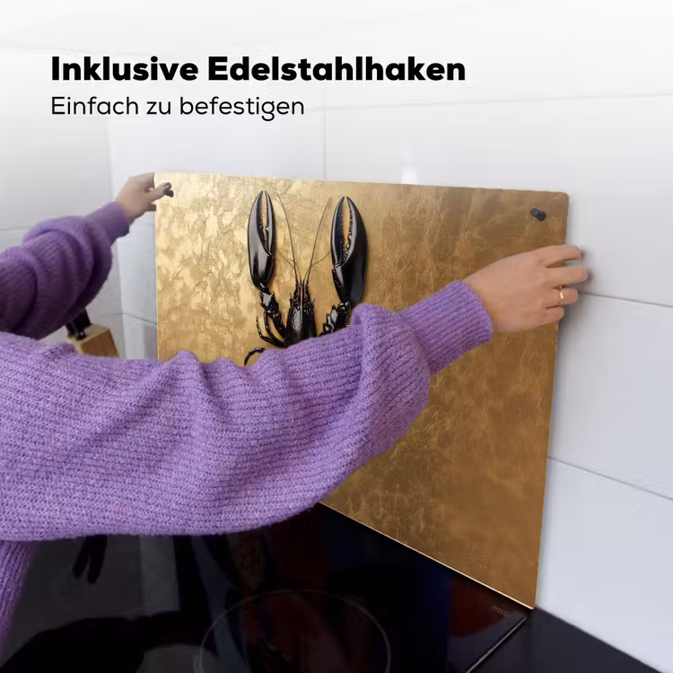 Kreeft - Zwart - Goud - Luxe Inductie beschemer met haakjes klein -ky-ophangen-de
