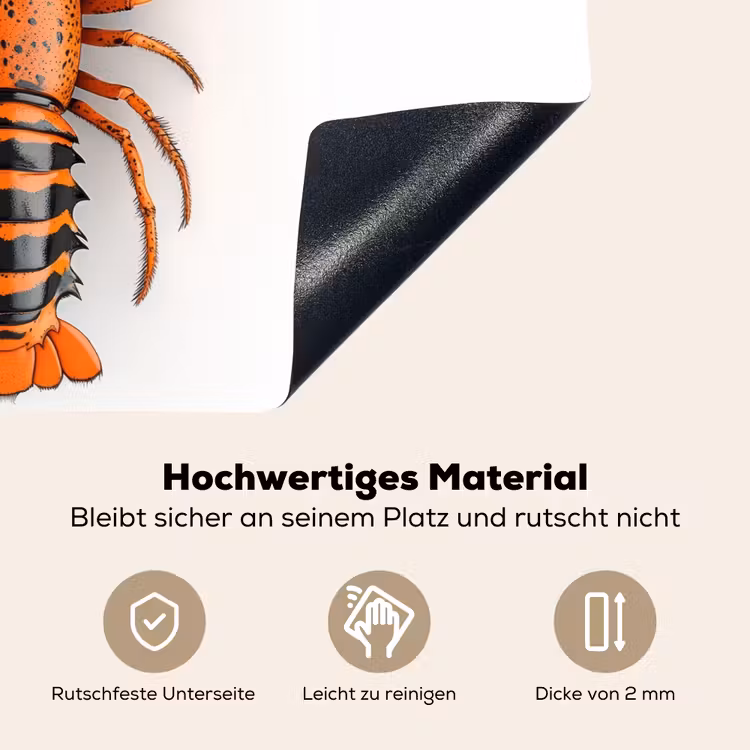 Kreeft - Zwart - Oranje - Wit - Uniek Inductie beschemer met haakjes klein -ky-onderkant-de