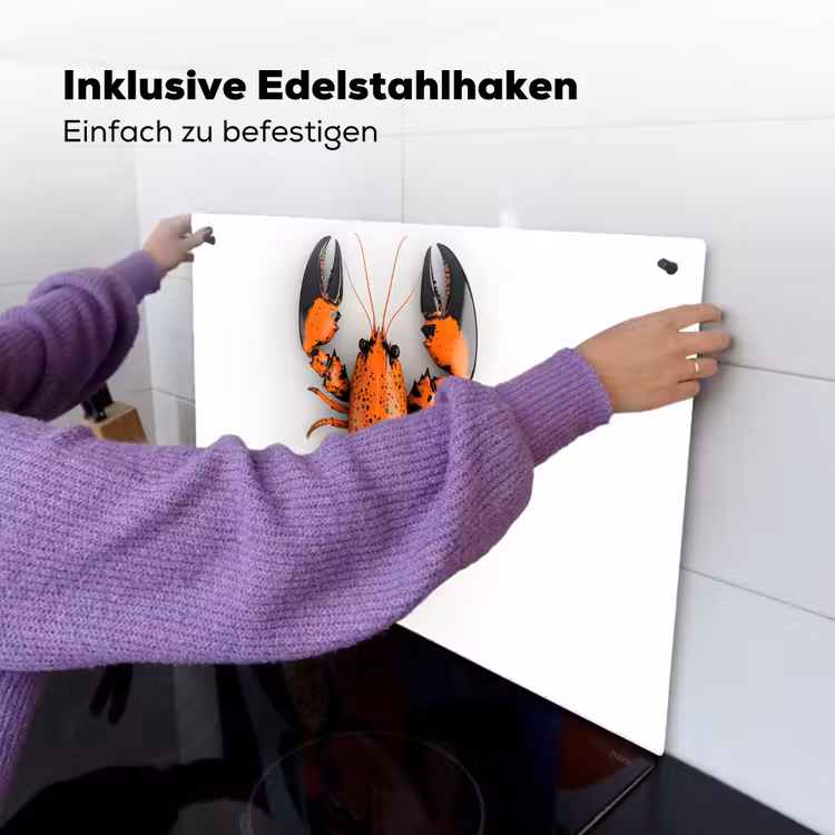 Kreeft - Zwart - Oranje - Wit - Uniek Inductie beschemer met haakjes klein -ky-ophangen-de
