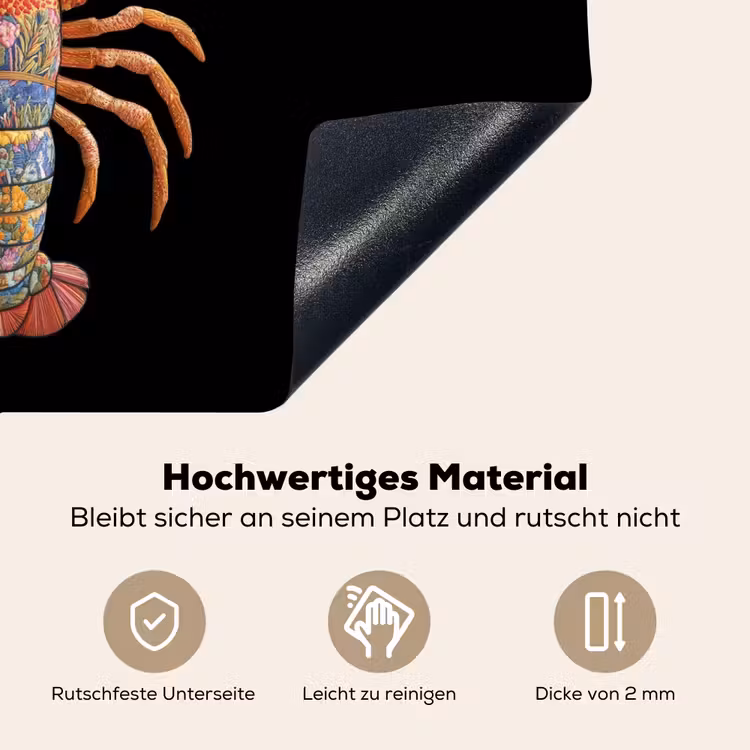 Kreeft - Borduur - Kleurrijk - Bloemen Inductie beschemer met haakjes klein -ky-onderkant-de