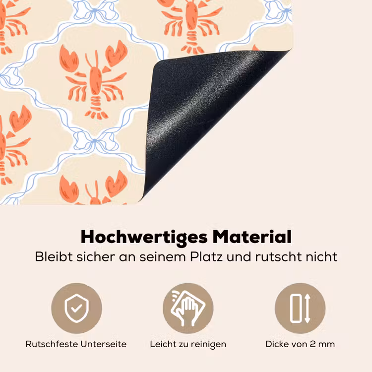 Zee - Kreeft - Blauw - Geel - Oranje Inductie beschemer met haakjes klein 777 -ky-onderkant-de
