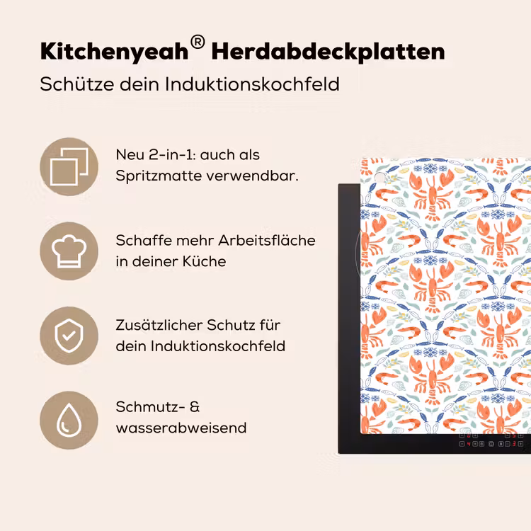 Sfeer - Oranje - Blauw - Groen Inductie beschemer met haakjes klein 777 -ky-usp-de
