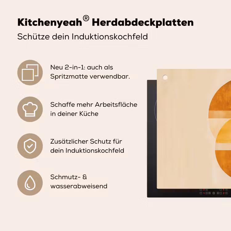 Cirkels - Geel - Minimalistisch Inductie beschemer met haakjes klein -ky-usp-de
