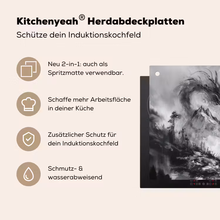 Krijger - Draak - Grijs Inductie beschemer met haakjes middel -ky-usp-de