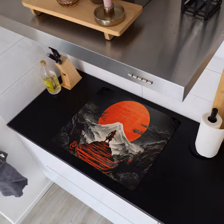 Krijger - Rode trappen - Zon - Berg Inductie beschemer met haakjes middel -sfeer1