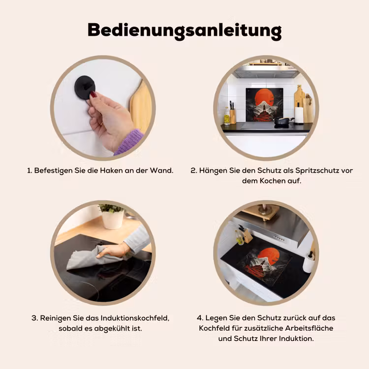 Krijger - Rode trappen - Zon - Berg Inductie beschemer met haakjes middel -ky-gebruik-de