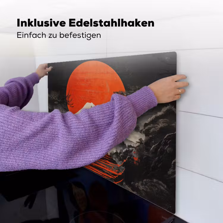 Krijger - Rode trappen - Zon - Berg Inductie beschemer met haakjes middel -ky-ophangen-de