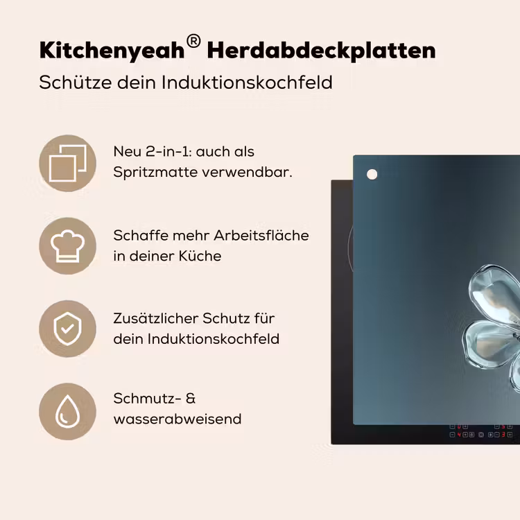 Kristal - Bloemen - Grijs Inductie beschemer met haakjes klein -ky-usp-de
