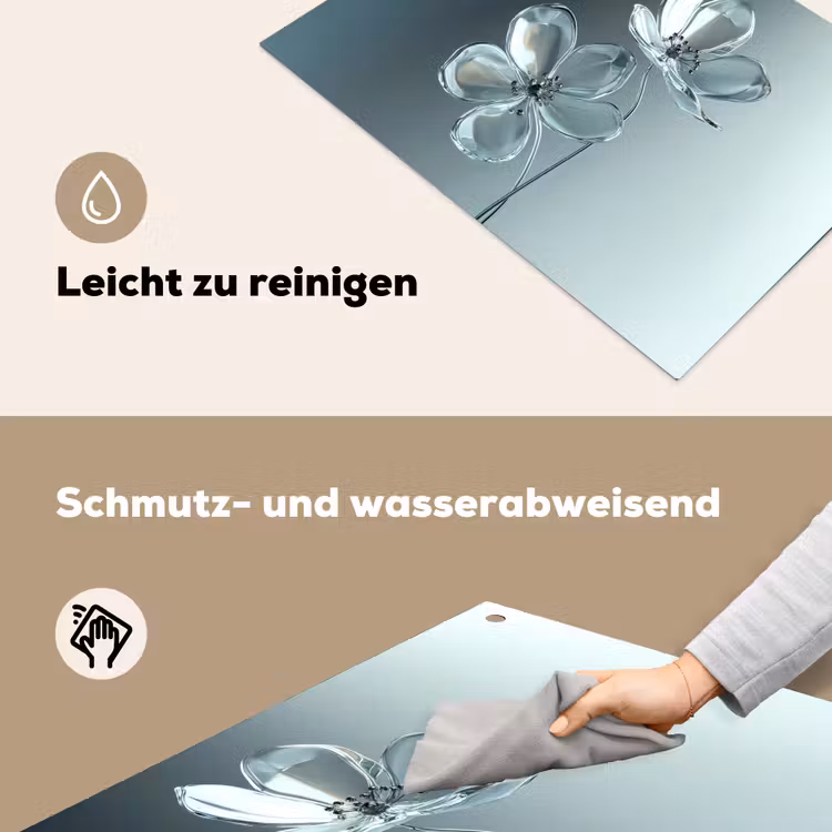 Kristal - Bloemen - Grijs Inductie beschemer met haakjes klein -ky-schoon-de