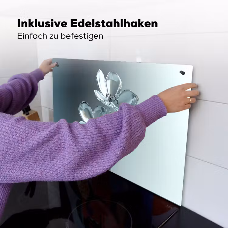 Kristal - Bloemen - Grijs Inductie beschemer met haakjes klein -ky-ophangen-de