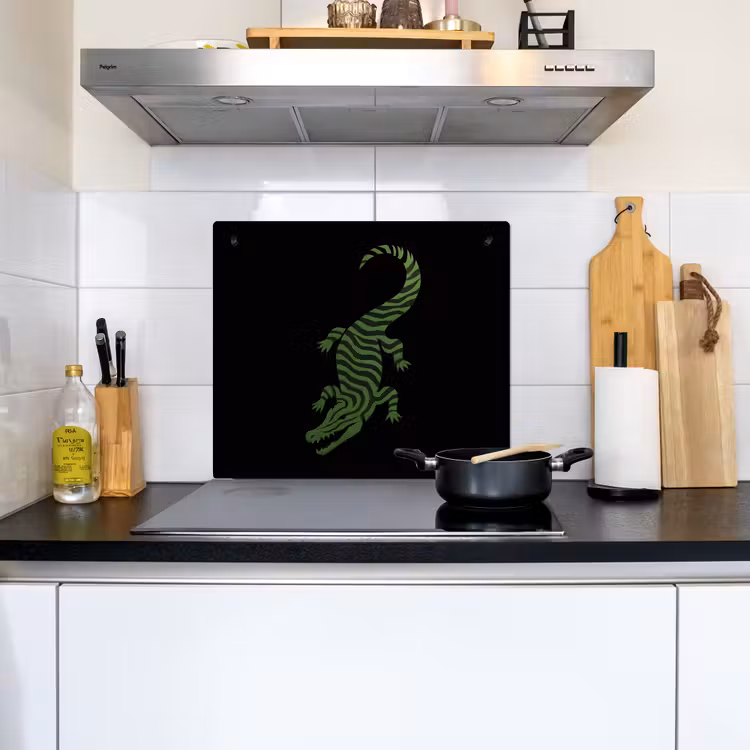 Krokodil - Groen - Tijgerachtig - Strepen Inductie beschemer met haakjes middel -sfeer2
