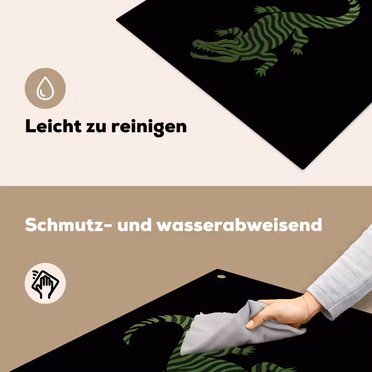 Krokodil - Groen - Tijgerachtig - Strepen Inductie beschemer met haakjes middel -ky-schoon-de