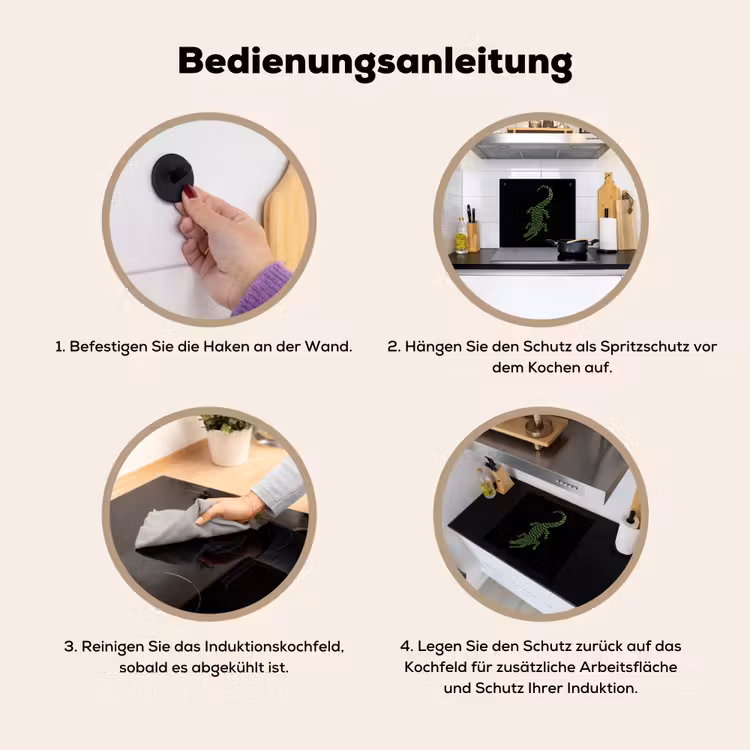 Krokodil - Groen - Tijgerachtig - Strepen Inductie beschemer met haakjes middel -ky-gebruik-de