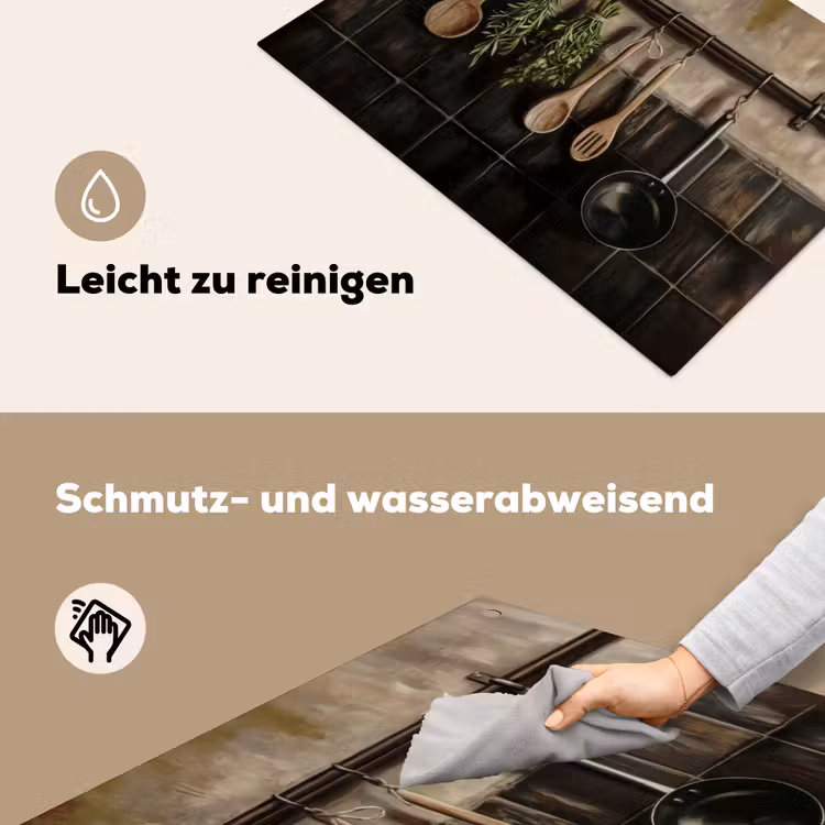 Keukengerei - Rustiek - Tegels - Kruiden Inductie beschemer met haakjes klein -ky-schoon-de