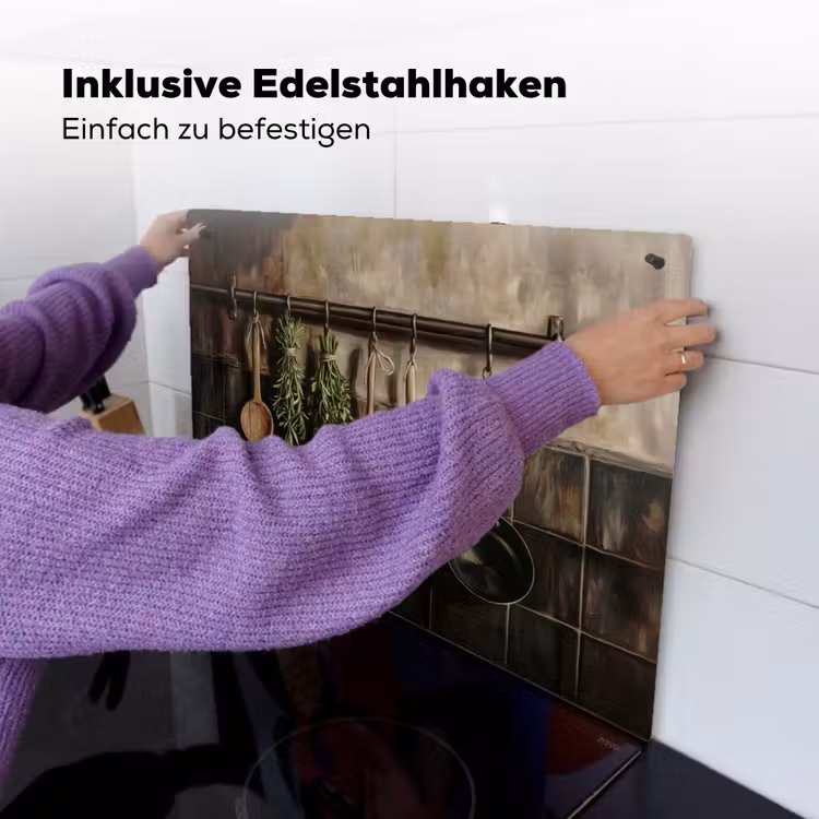 Keukengerei - Rustiek - Tegels - Kruiden Inductie beschemer met haakjes klein -ky-ophangen-de