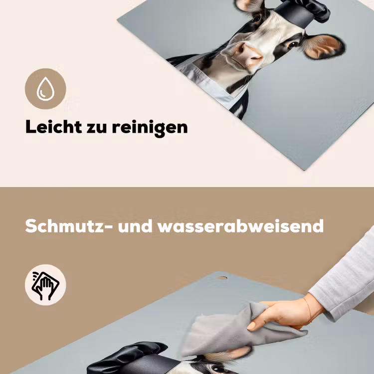 Koe - Zwart - Wit - Kok Inductie beschemer met haakjes klein -ky-schoon-de