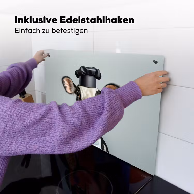 Koe - Zwart - Wit - Kok Inductie beschemer met haakjes klein -ky-ophangen-de