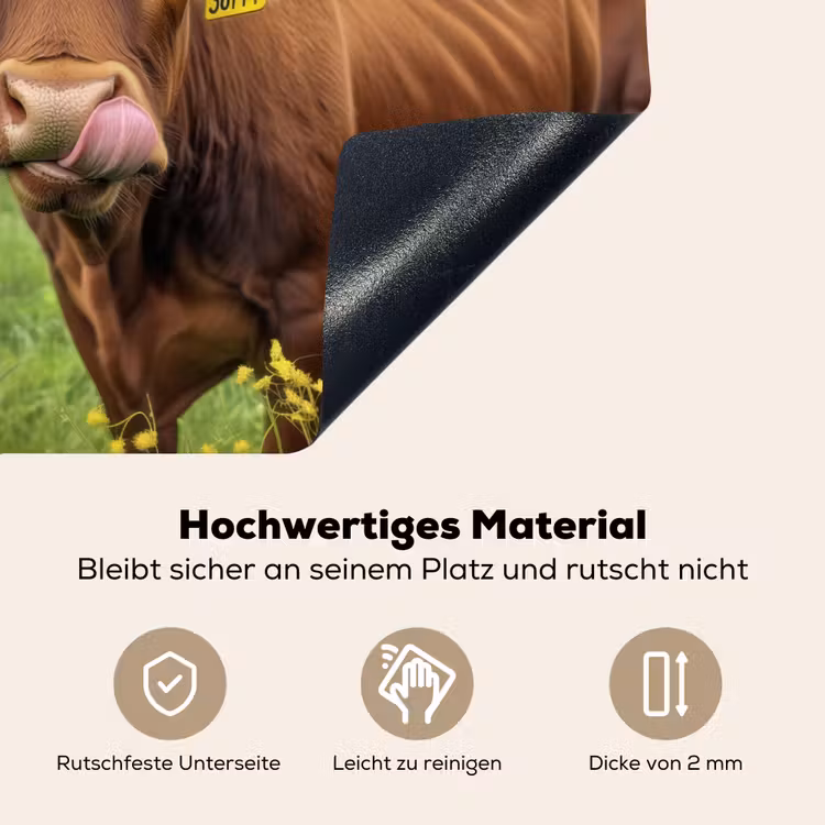 Koe - Weide - Bloemen Inductie beschemer met haakjes klein -ky-onderkant-de