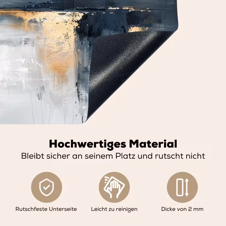Kunst - Grijs - Goud - Abstract Inductie beschemer met haakjes klein -ky-onderkant-de
