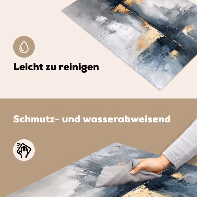 Kunst - Grijs - Goud - Abstract Inductie beschemer met haakjes klein -ky-schoon-de
