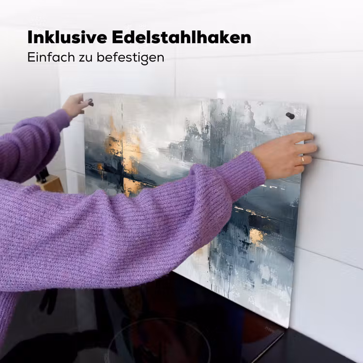 Kunst - Grijs - Goud - Abstract Inductie beschemer met haakjes klein -ky-ophangen-de