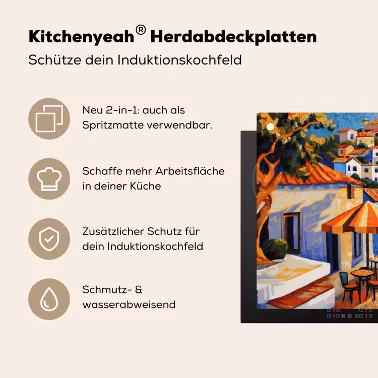 Kustdorp - Huisjes - Mozaïek - Zee Inductie beschemer met haakjes klein -ky-usp-de