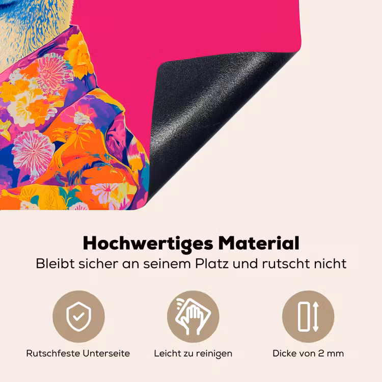 Lama - Kimono - Bloemenkrans - Felroze Inductie beschemer met haakjes klein -ky-onderkant-de