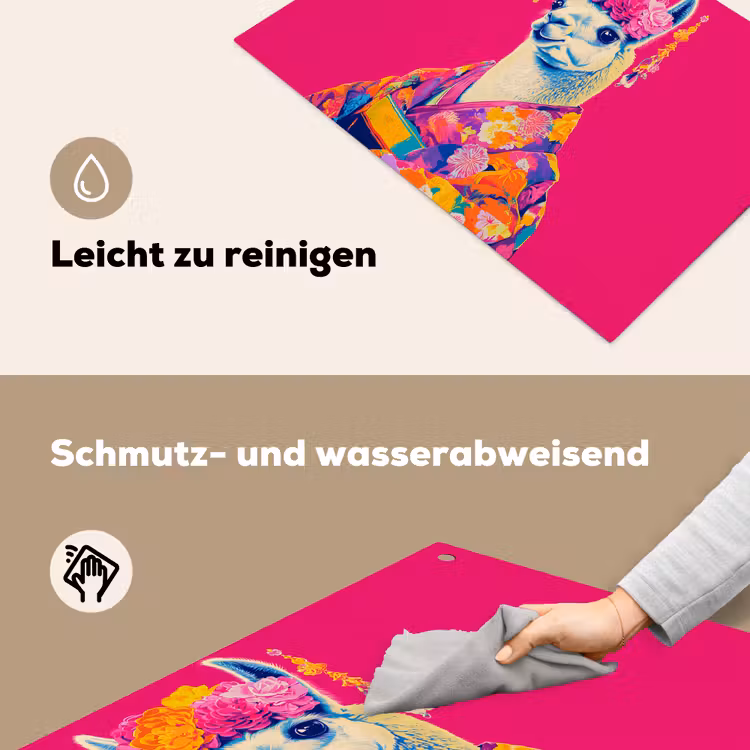 Lama - Kimono - Bloemenkrans - Felroze Inductie beschemer met haakjes klein -ky-schoon-de