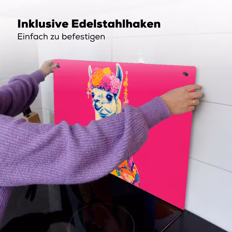 Lama - Kimono - Bloemenkrans - Felroze Inductie beschemer met haakjes klein -ky-ophangen-de