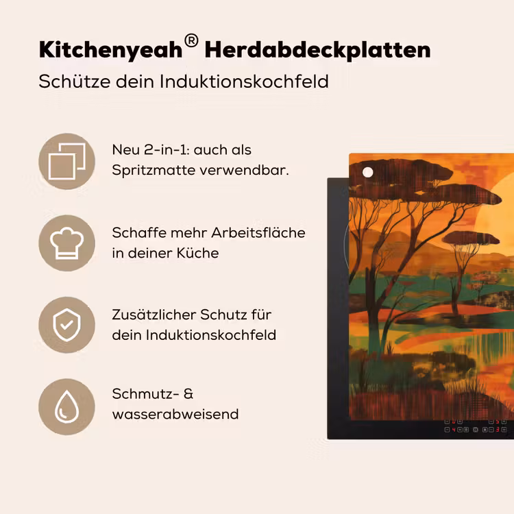 Landschap - Afrikaans - Zon Inductie beschemer met haakjes klein -ky-usp-de
