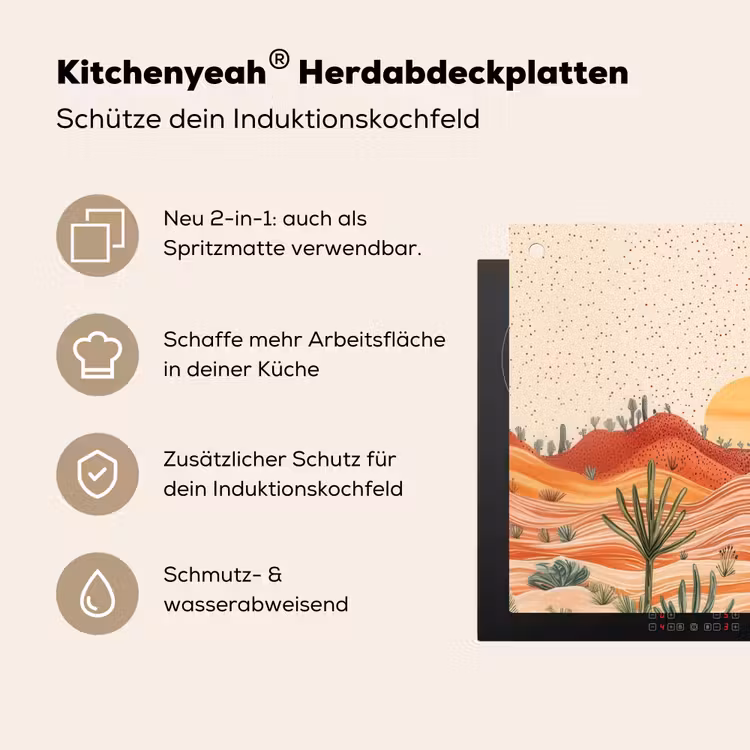 Landschap - Heuvels - Zonsondergang Inductie beschemer met haakjes middel -ky-usp-de