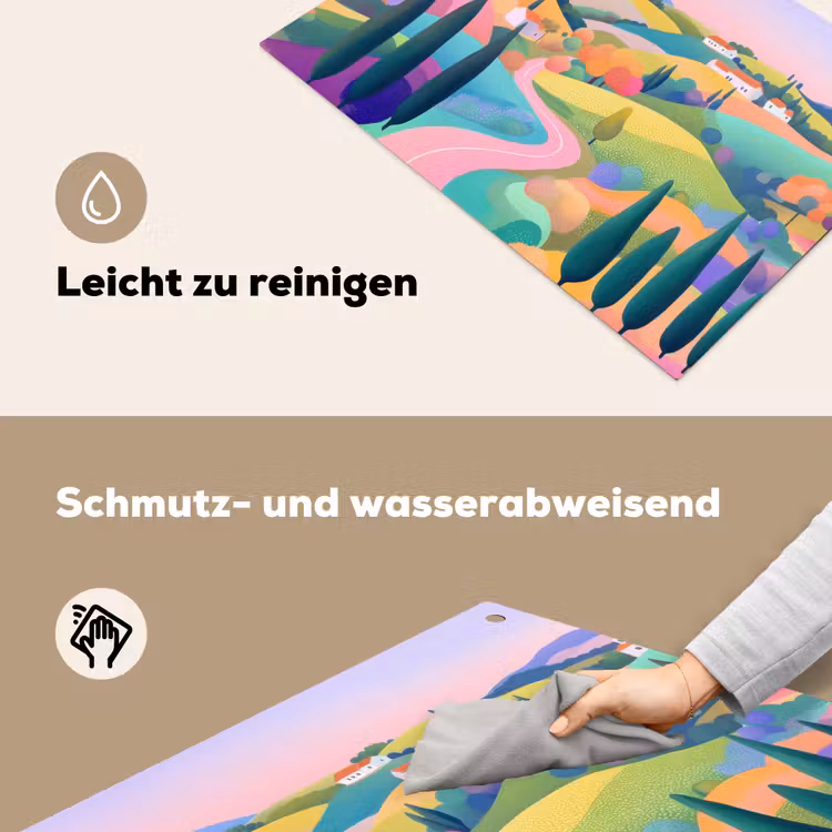 Landschap - Paars - Pastel - Huizen Inductie beschemer met haakjes klein -ky-schoon-de