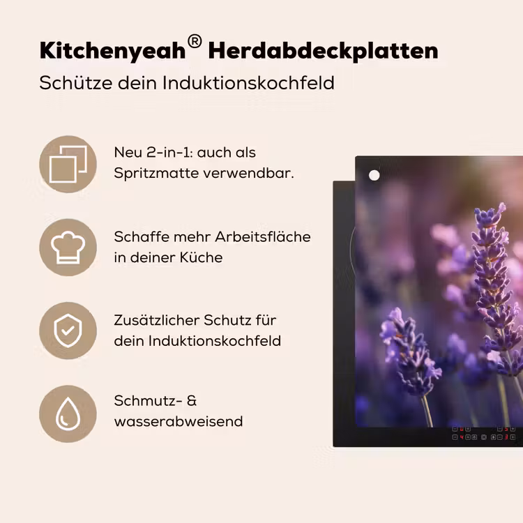 Lavendelbloemen - Paars - Zonlicht Inductie beschemer met haakjes klein -ky-usp-de