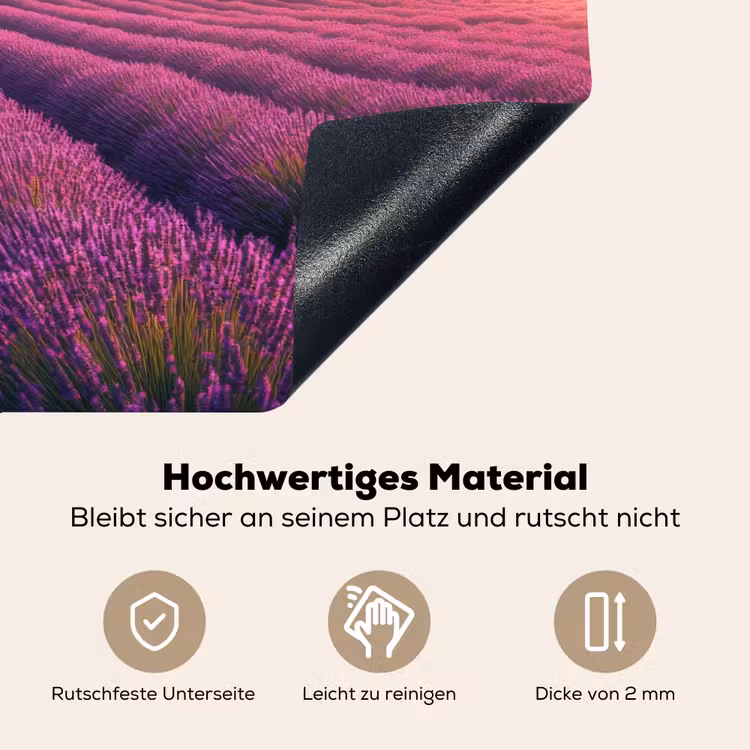 Lavendelveld - Zonsondergang - Paars Inductie beschemer met haakjes klein -ky-onderkant-de