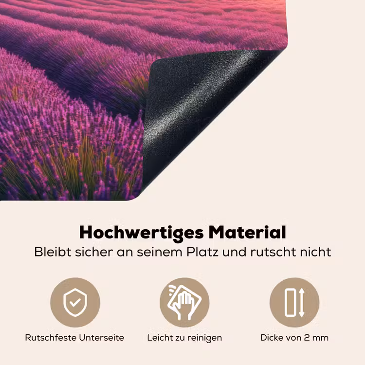 Lavendelveld - Quote - Zonsondergang Inductie beschemer met haakjes klein -ky-onderkant-de