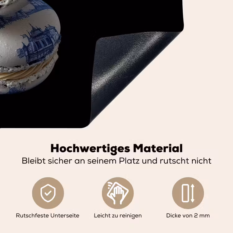 Eten - Macarons - Delfts blauw - Koekjes Inductie beschemer met haakjes klein -ky-onderkant-de