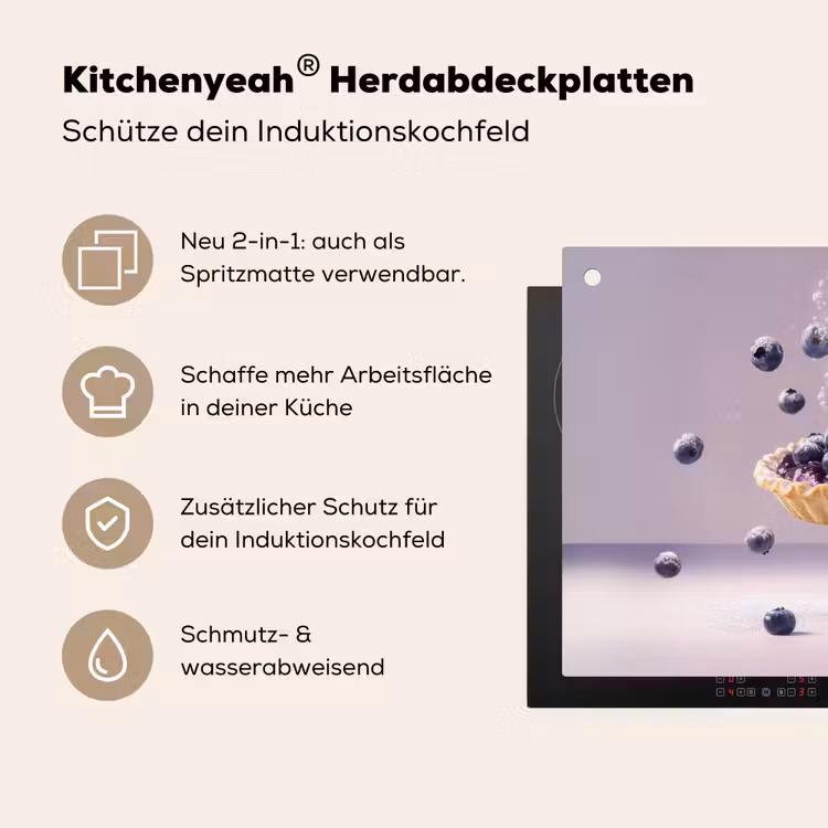 Eten - Taart - Bessen - Blauw Inductie beschemer met haakjes klein -ky-usp-de