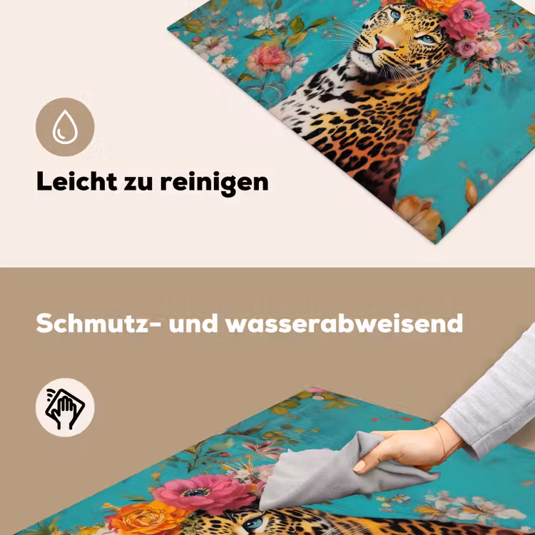 Luipaard - Bloemen - Kroon Inductie beschemer met haakjes klein -ky-schoon-de