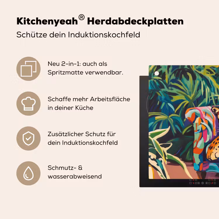 Luipaard - Kleurrijk - Tropisch Inductie beschemer met haakjes klein -ky-usp-de