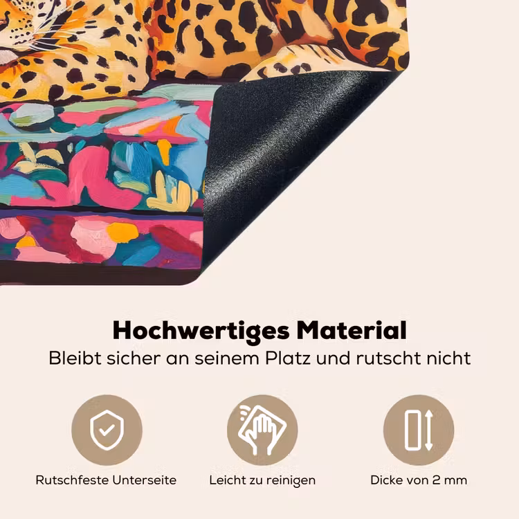 Luipaard - Kleurrijk - Tropisch Inductie beschemer met haakjes klein -ky-onderkant-de