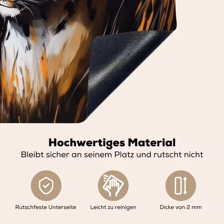 Luipaard - Oranje - Wit - Gras Inductie beschemer met haakjes klein -ky-onderkant-de
